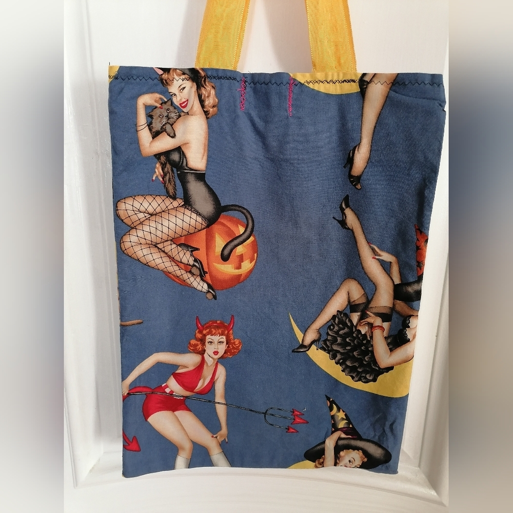 Halloween Pin Up Girl Cotton Tote Shoulder Bag purse
